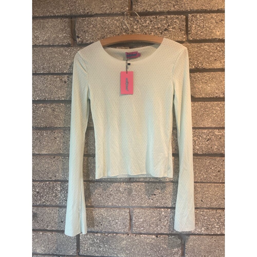 Edikted White Long Sleeve Fitted Top With Dotted Pattern - Size XS